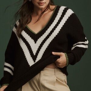 Anthro Maeve Slouchy Plunging V-Neck Pullover Sweater
